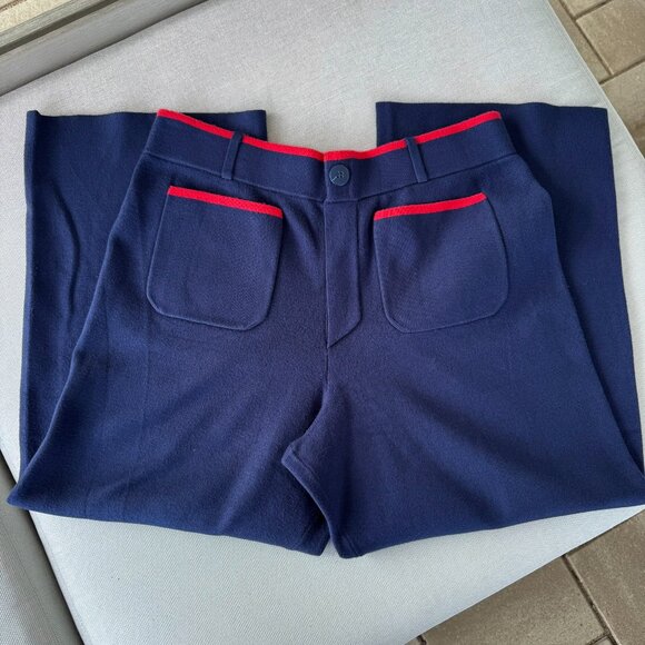 New Anthropologie The Colette Sweater Knit Wide-Leg Pants Navy Blue Large - Picture 3 of 9